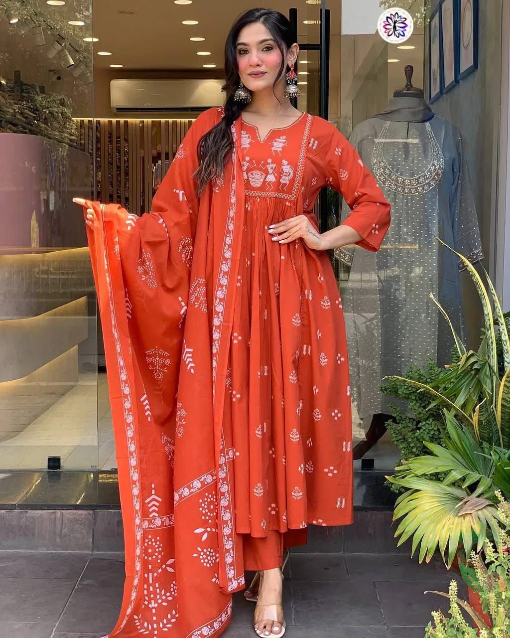 Cotton Embroidery Kurti Bottom With Dupatta