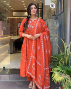 Cotton Embroidery Kurti Bottom With Dupatta