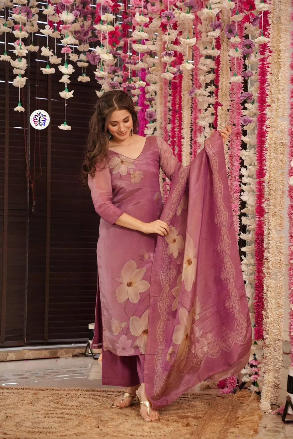 Zarna Silk Printed Kurti Bottom With Dupatta