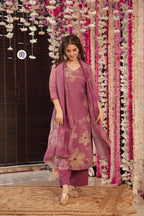 Zarna Silk Printed Kurti Bottom With Dupatta