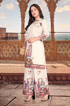 Poly Linen Flower Printed Weatern Co ord Set