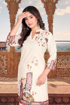 Poly Linen Flower Printed Weatern Co ord Set