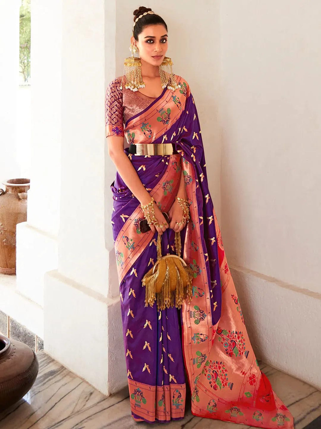 Love Bird Paithani Soft Pethani Silk Zari Weaving Saree