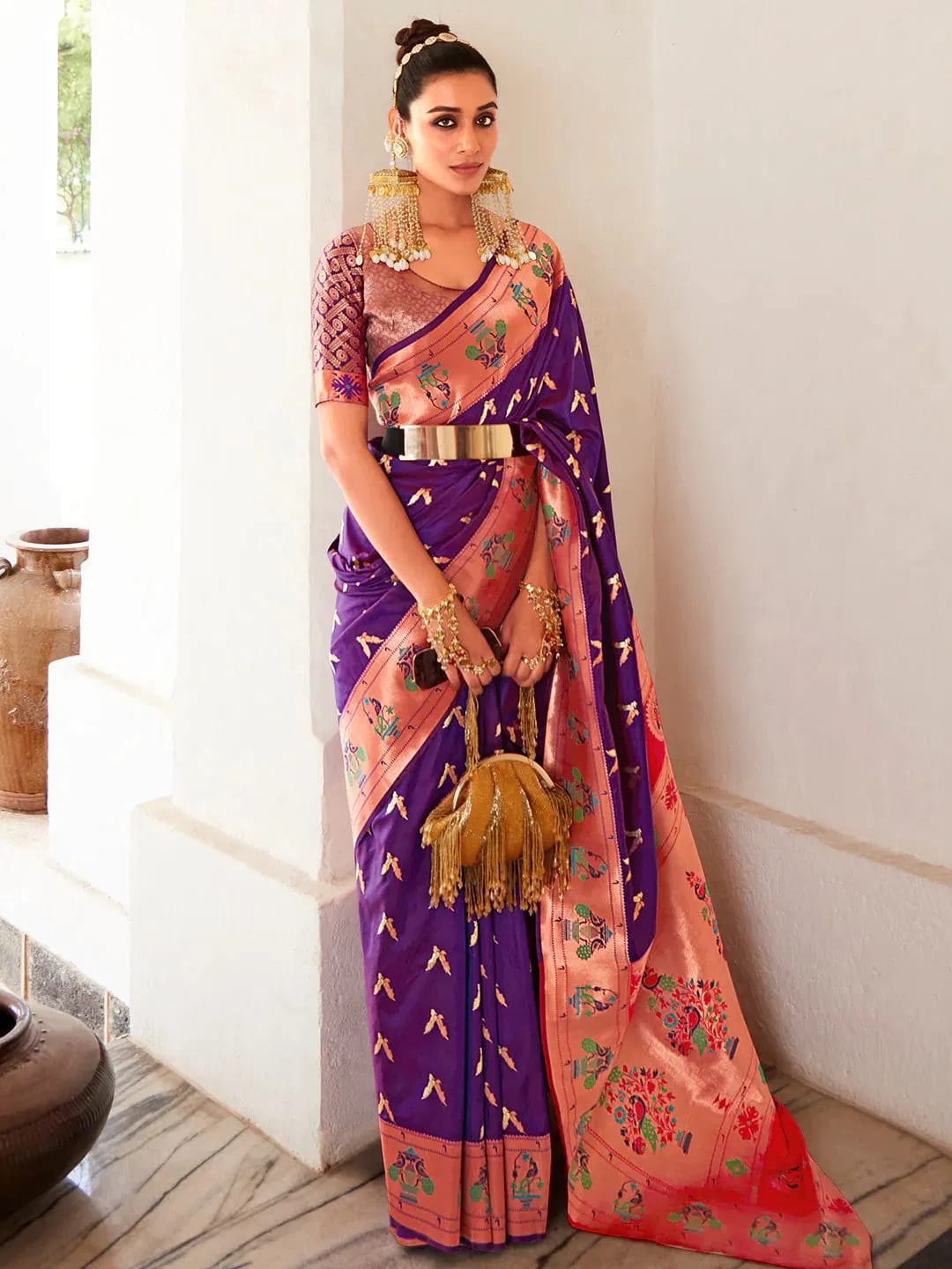 Love Bird Paithani Soft Pethani Silk Zari Weaving Saree
