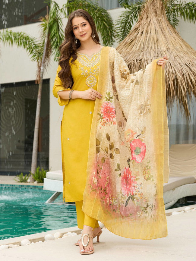 Viscose Embroidery Worked Kurti Set