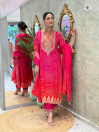 Pure Chinon Coding Sequins Kurti Bottom With Dupatta