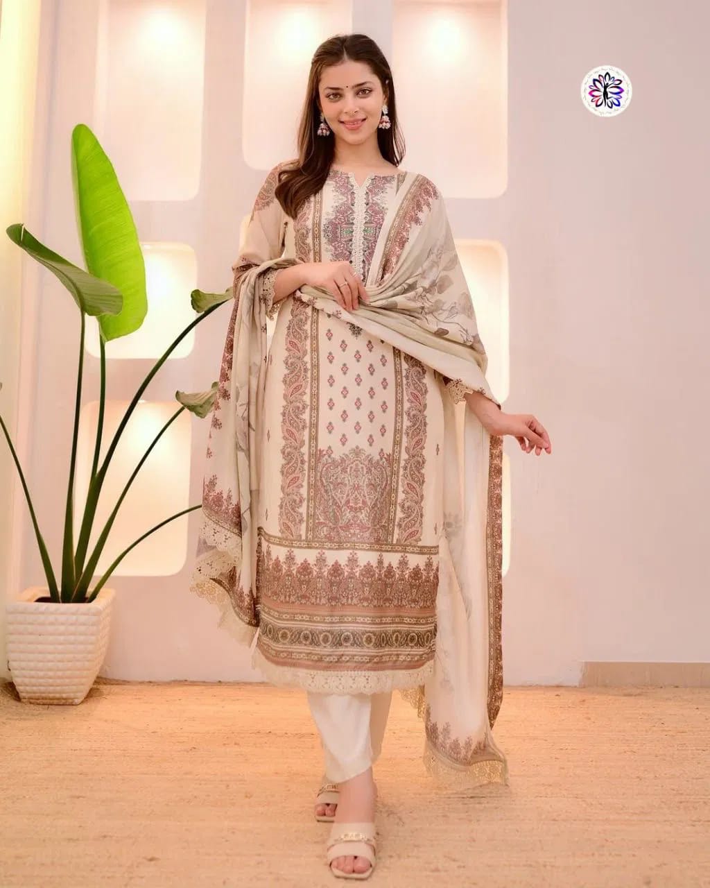 Muslin Cotton Digital Printed Kurti Bottom With Dupatta